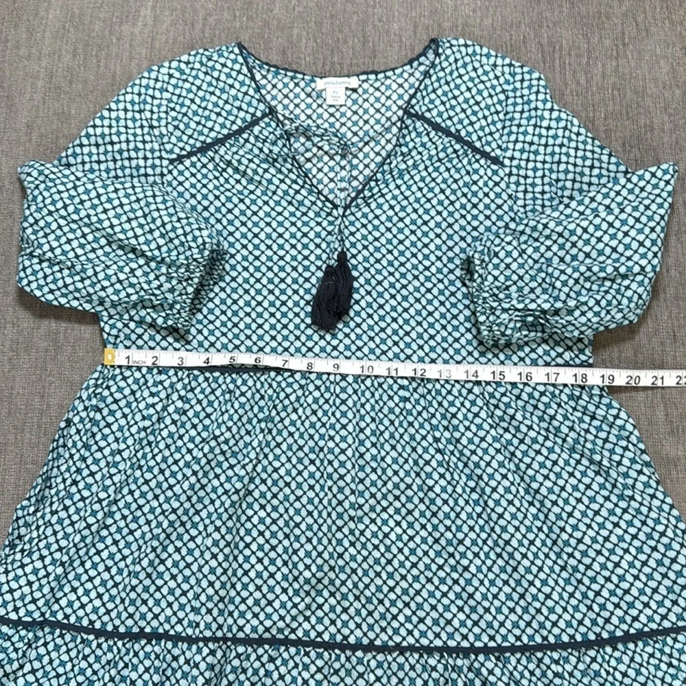 Sundance Womens Blue Cotton Boho Dress Pockets Tassel Neckline Size PS Spring‎